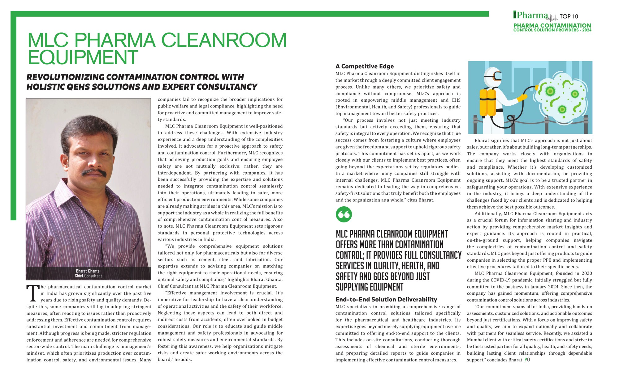India Pharma Outlook 2024 article on MLC Pharma Cleanroom Equipment