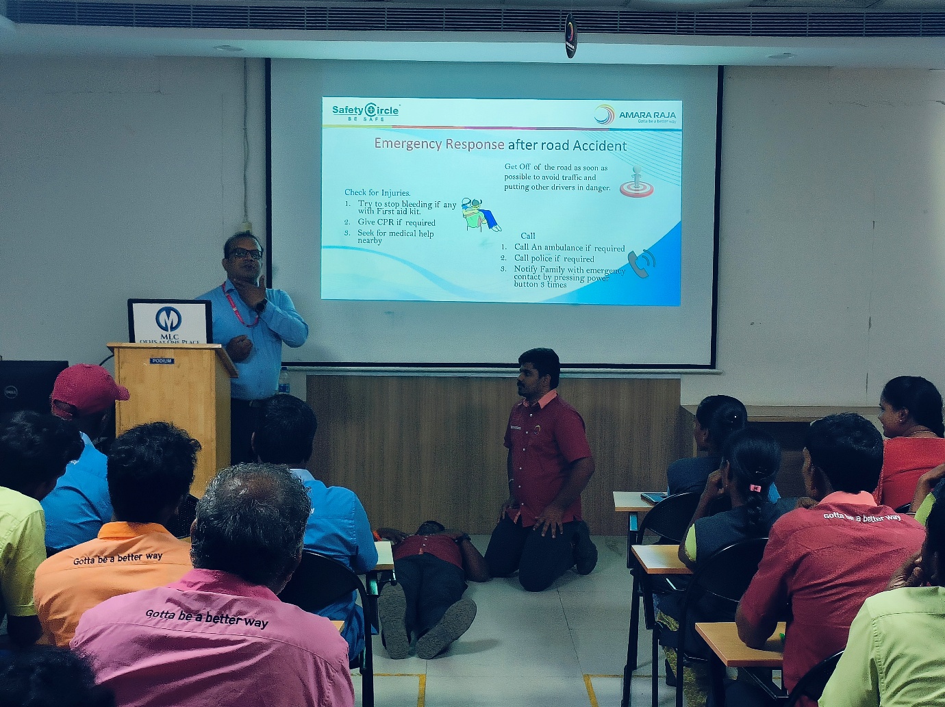 DDT (Defensive Driving Techniques) training for Amara Raja employees at Thenepalli, Andhra Pradesh