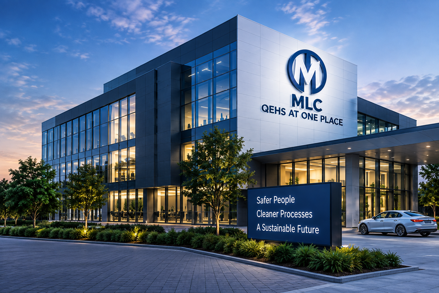 Illustrative office building with ML Consultancy branding